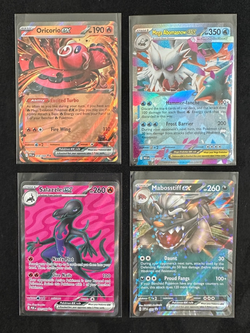 Pokemon EX Card TCG - Salazzle ex, Mega Abomasnow ex, Mabosstiff ex, Oricorio ex